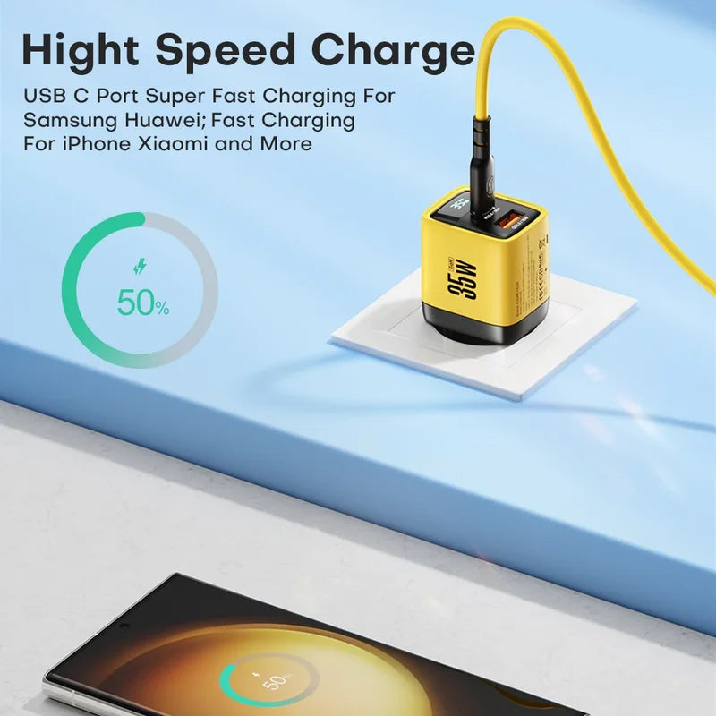 GaN 35W Fast USB-C Charger with QC4.0 PD3.0 PPS for iPhone, Samsung, Xiaomi