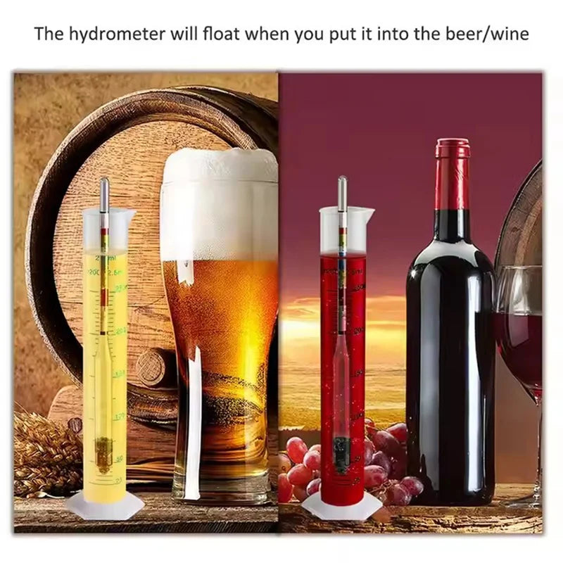 Hydrometer Tester & 250ml Measuring Bottle for Wine Beer Mead Kombucha Specific Gravity ABV