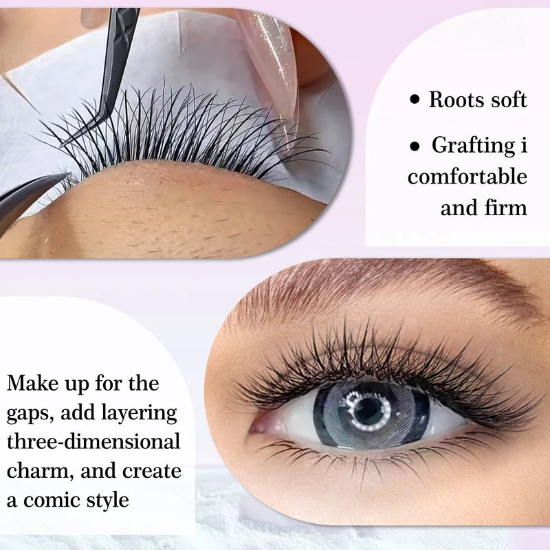 3D W-Shaped False Eyelash Extensions Premade Fans C/D Curl Natural Look