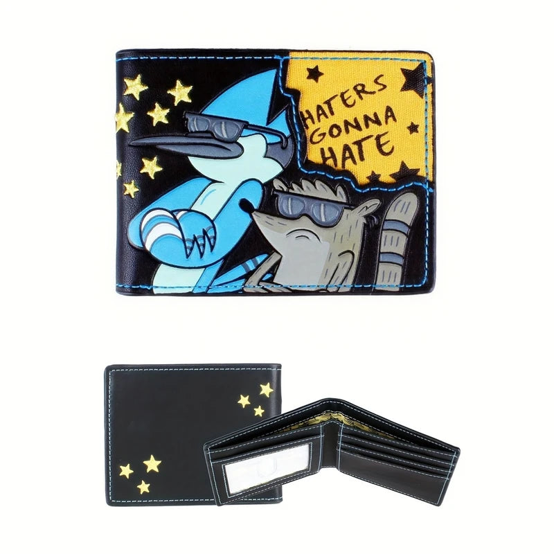 Cartoon Leather Wallet for Men Boy's Gift with Embroidery - Holiday Gift Idea