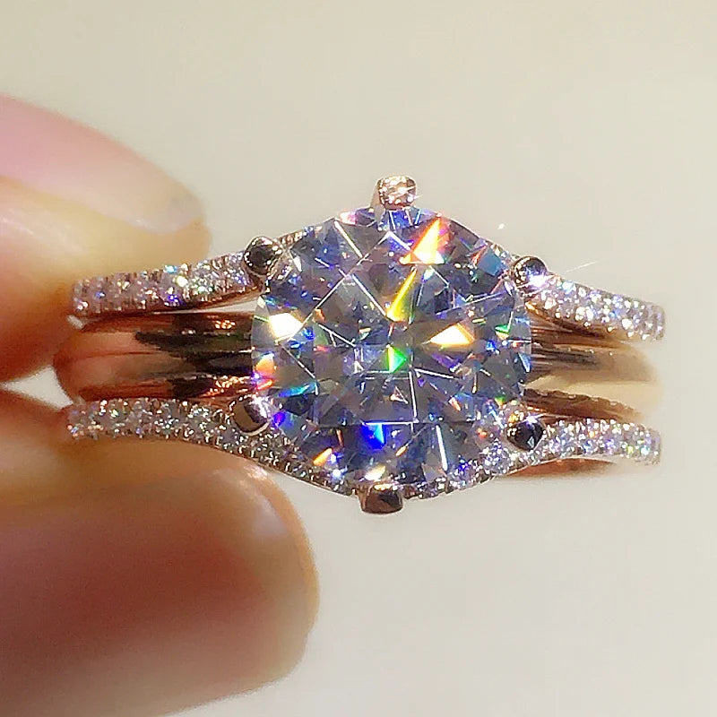 Elegant Rose Gold Rings for Women - Cubic Zirconia Engagement & Wedding Bands