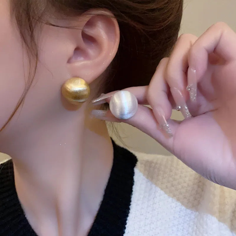 Simple Geometric Round Stud Earrings for Women - Trendy Retro Jewelry