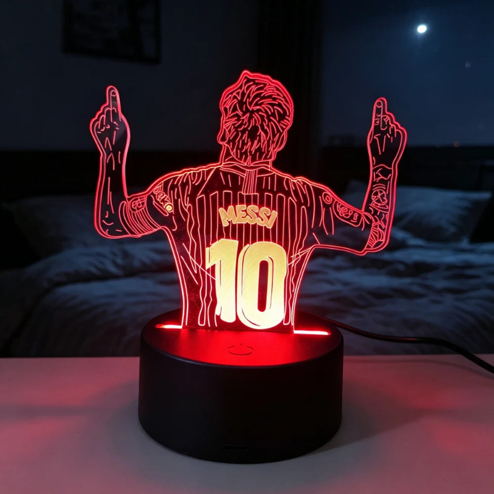 Footballer Lionel Messi 3D Acrylic Night Light with 7 Color Gradient & Dimmable Lighting
