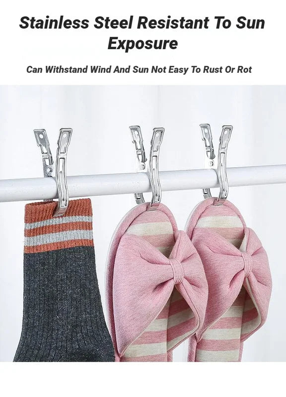 Stainless Steel Windproof Clothespins for Clothes Drying - 10 Pack