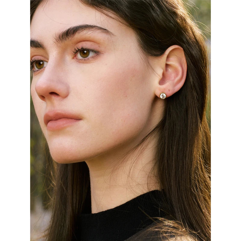 High-Grade AAA Cubic Zirconia Round Stud Earrings in Stainless Steel – Luxury Jewelry