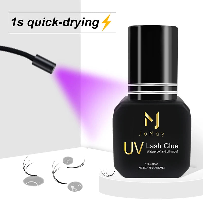 UV Eyelash Extension Adhesive - Fast Drying, Strong Hold, Long Lasting, Clear or Black