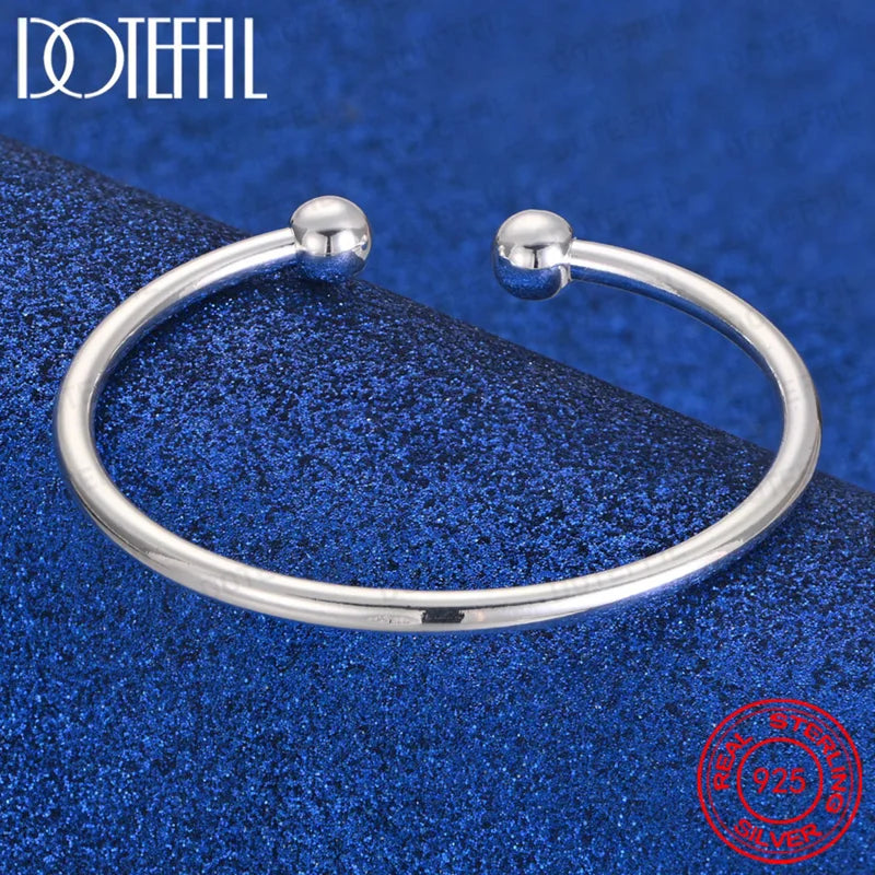 925 Sterling Silver Bead Bracelet for Men Women Wedding Engagement Jewelry