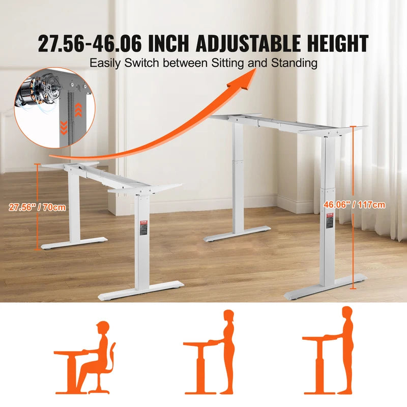 Electric Standing Desk Frame - Adjustable Height Ergonomic Workstation Base for Home Office