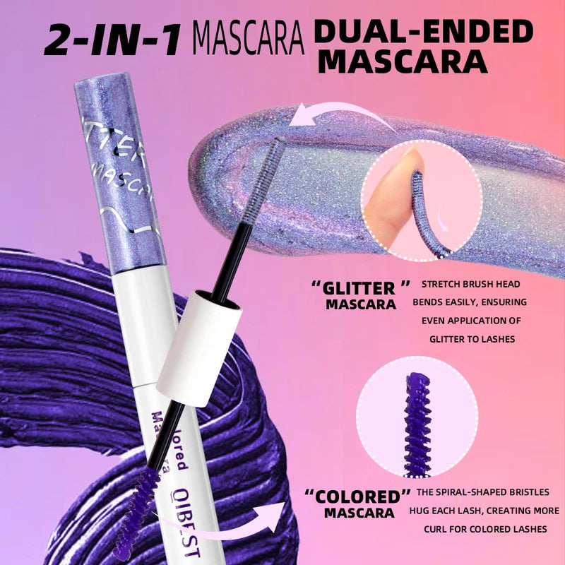 Colorful Double Head Glitter & Colored Mascara - Long-Lasting Voluminous Lash Enhancer