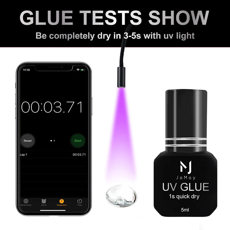 UV Eyelash Extension Glue Fast Drying Strong Hold 0.1s Clear Adhesive