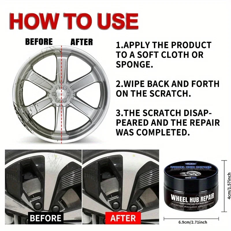 Wheel Hub Scratch Repair Wax for Vehicle Tire Deep Cleaning - Multiple Colors