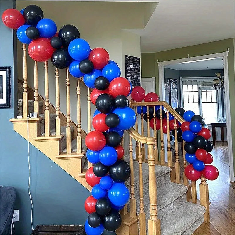 95Pcs Latex Balloon Chain Set for Kids Birthday Party Decorations - Red Black Blue