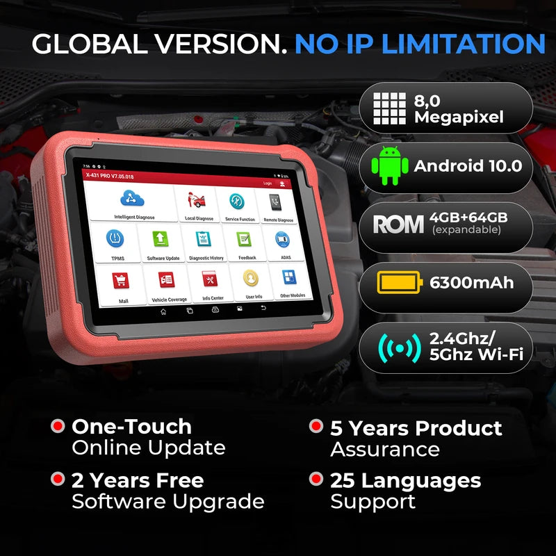 All System Car Diagnostic Scanner with ECU Coding & Reset Functions - Automotive OBD2 Tool