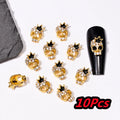 10Pcs Glitter Cross Nail Charms - Silver & Gold 3D Nail Art Decorations
