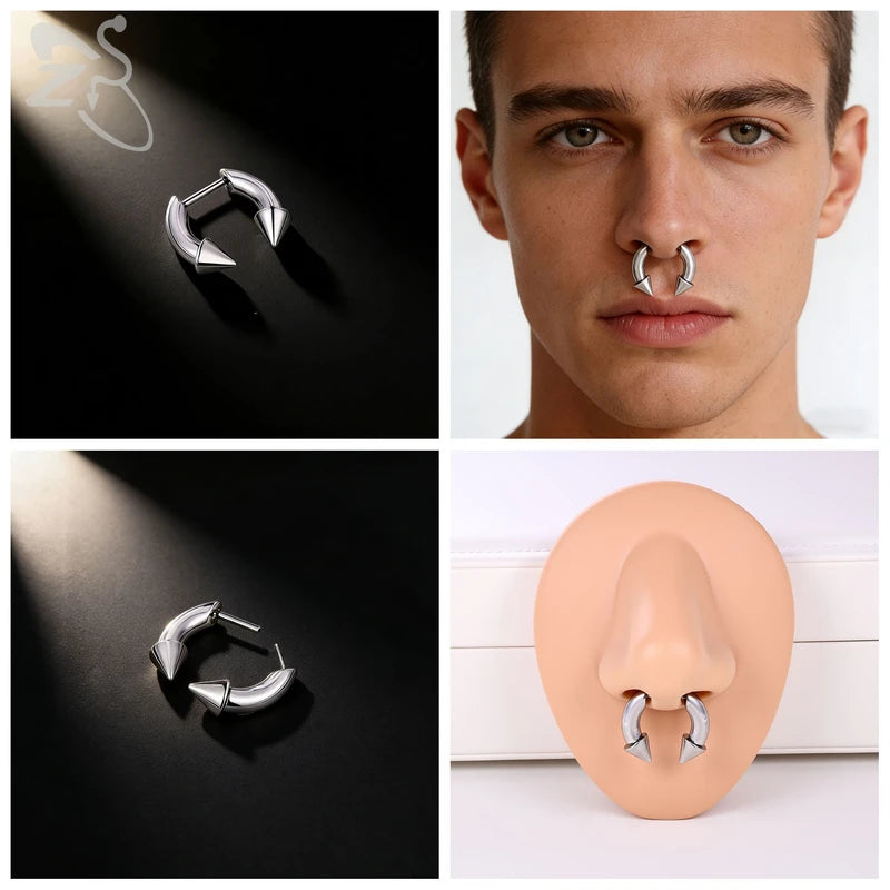 Stainless Steel Nose Piercing Plug with Septum Ring Expander 8mm - Gold