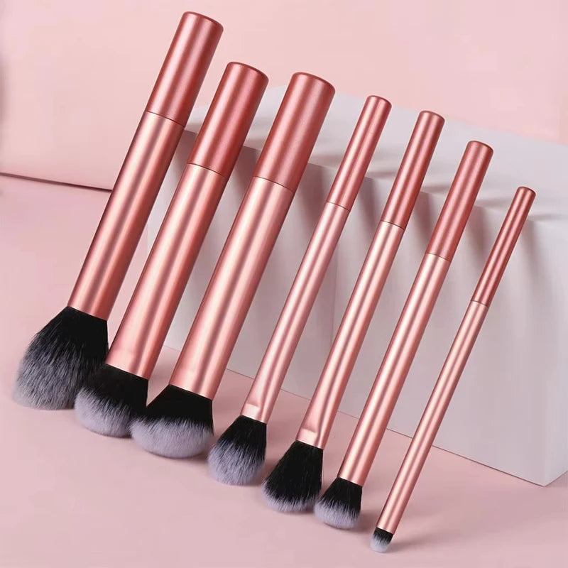 7/8pcs Makeup Brush Set - Soft Synthetic Hair Foundation Blush Eye Cosmetic Tools