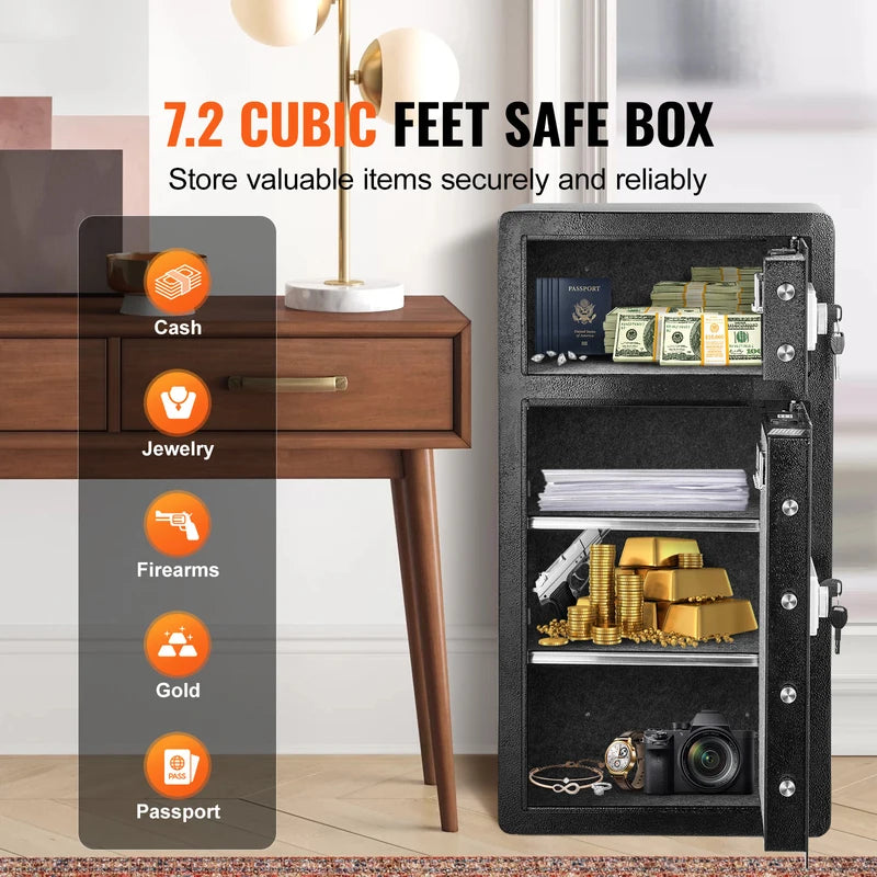 Secure Digital Safe Box with Key, Password & Fingerprint Lock - 4.0 Cu.Ft