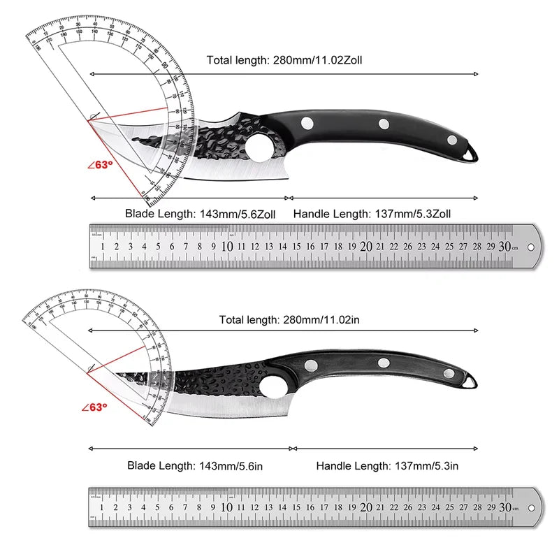 Stainless Steel Chef Knife with Leather Cover - Multi-Color Options