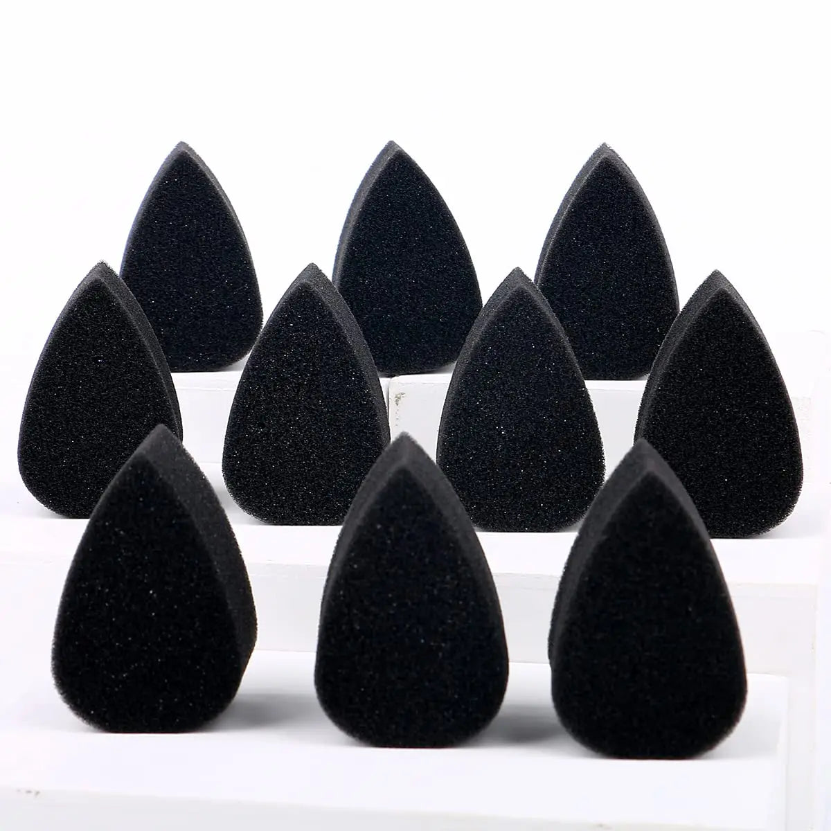 10Pcs Black Petal Face Painting Sponges - Water Drop Semi-Circular Foam for Makeup & Body Art