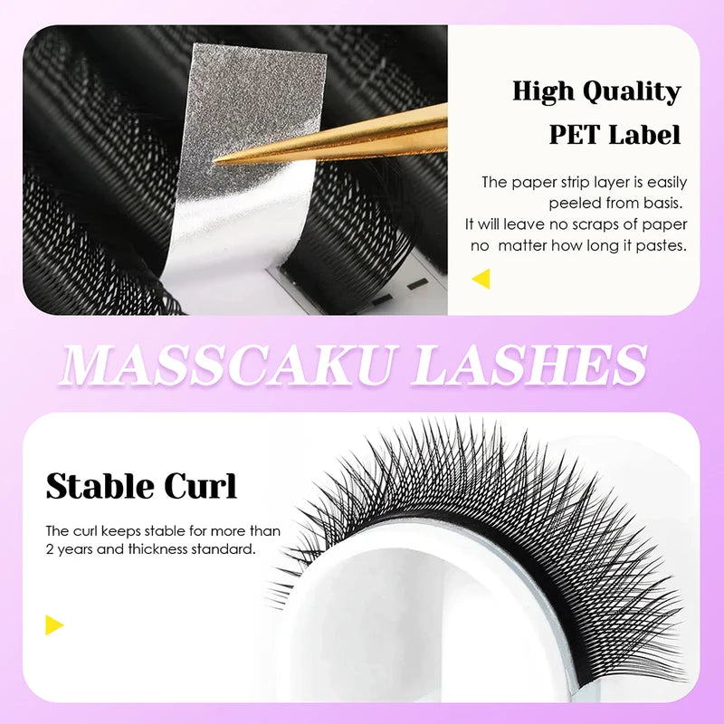 U Shape YY Eyelash Extensions - Handmade Natural Lash Set with All Sizes and Colors