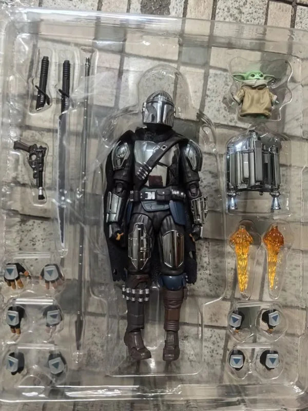 Star Wars Mandalorian Action Figure - Din Djarin Collectible Toy - Electroplated Model