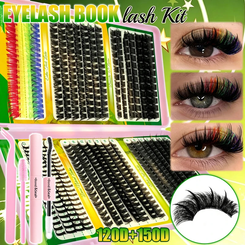 Colorful Eyelash Extension Clusters - Spiky Volume Lash Sets, 60D-150D Mix