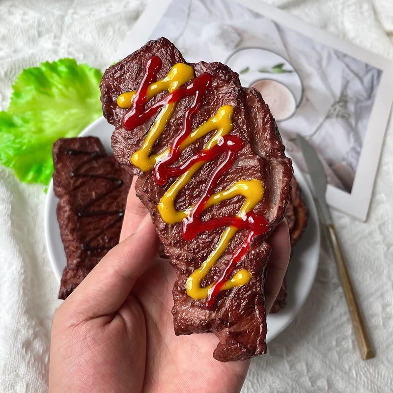 Realistic Fake Steak Model - Artificial Meat Prop for Food Photography & Decor