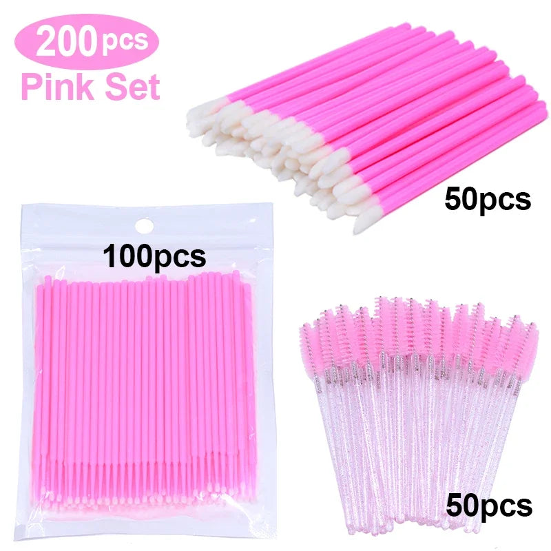 Disposable Eyelash Brush Set for Lash Extension and Makeup Application - 200 Pieces