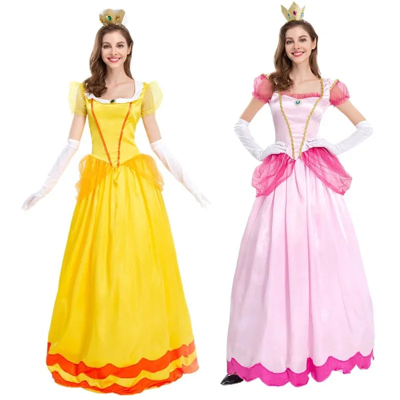 Princess Peach Costume Women Cosplay Dress Up Halloween Party Fancy Dress