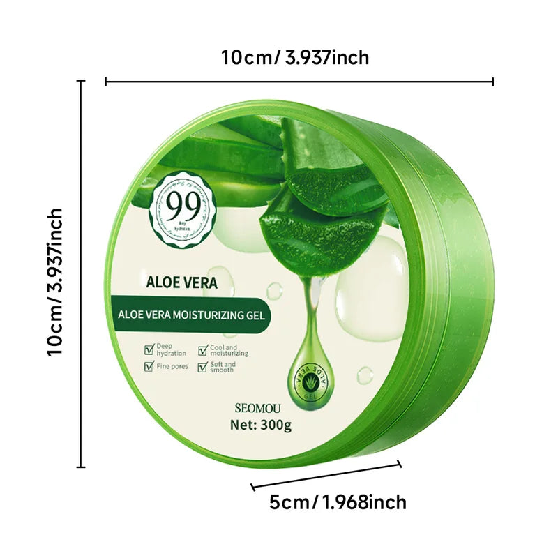 Pure Aloe Vera Gel 300G - Natural Sunburn Relief & Hydrating Face Body Hair