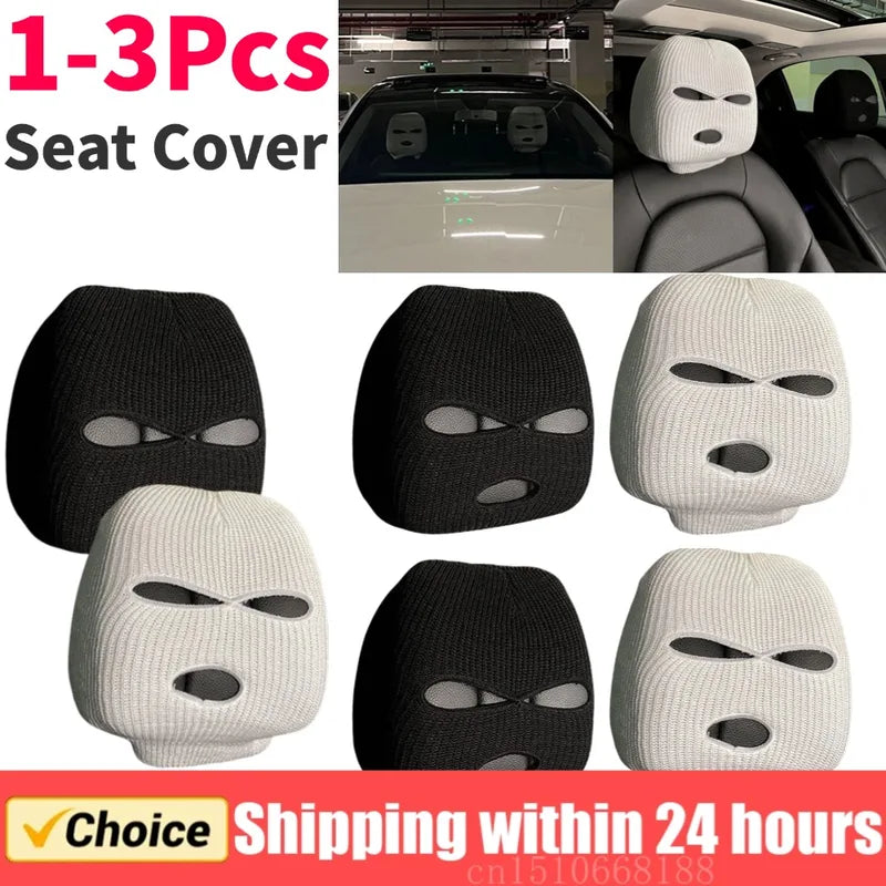 Universal Car Seat Headrest Cover Halloween Funny Masked Design - Multiple Colors