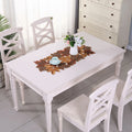 Autumn Maple Leaf Embroidered Table Runner with Flocked Design - Rustic Farmhouse Thanksgiving Decor