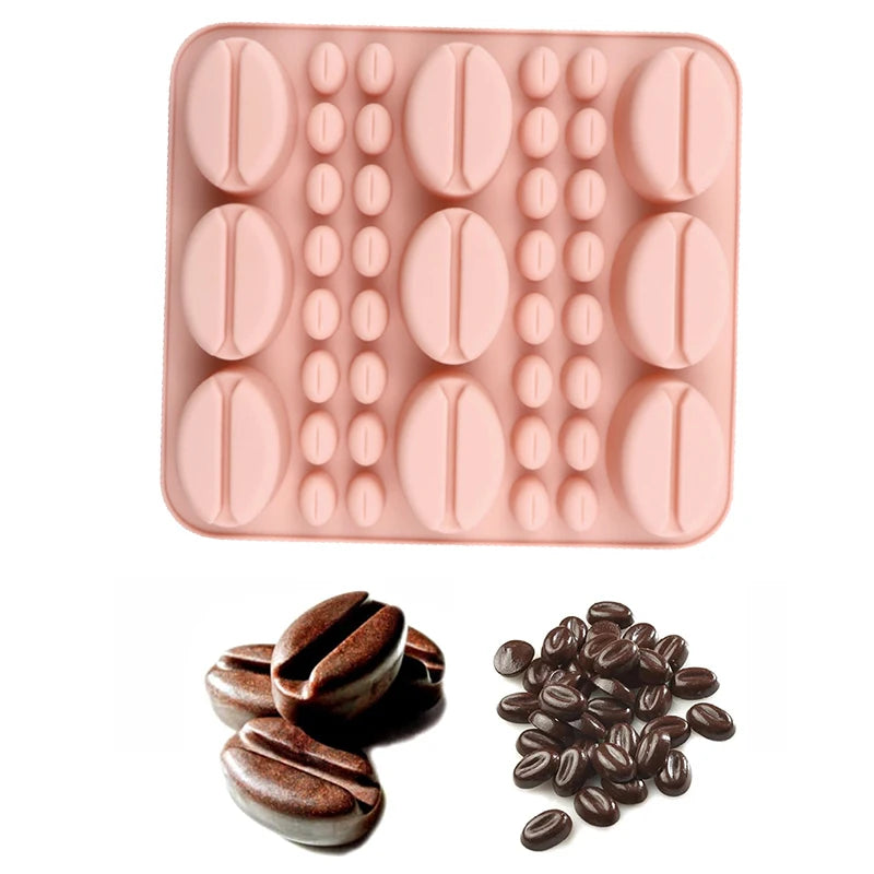 3D Coffee Beans Silicone Mold for Chocolate Candy Ice Cubes Cake Decoration