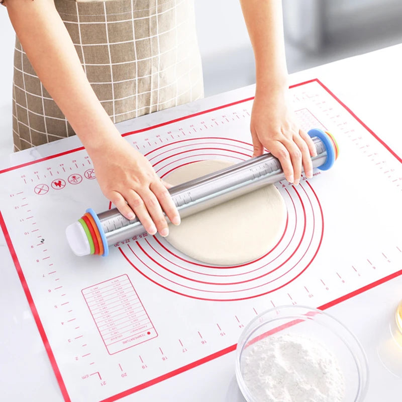 43cm Stainless Steel Adjustable Rolling Pin for Baking & Fondant