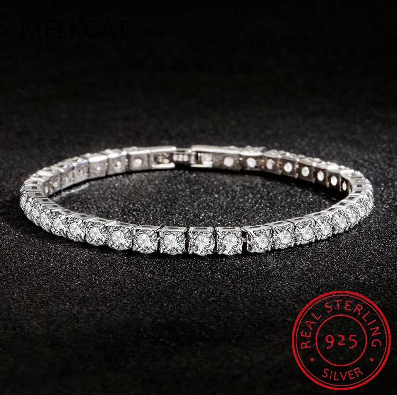 Moissanite Tennis Bracelet for Women Men 925 Sterling Silver Gold Plated Sparkling Wedding Jewelry