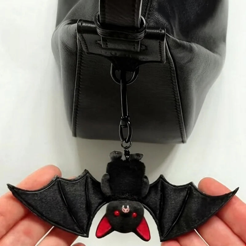 Transformable Plush Bat Keychain - Gothic Halloween Bag Charm & Pendant