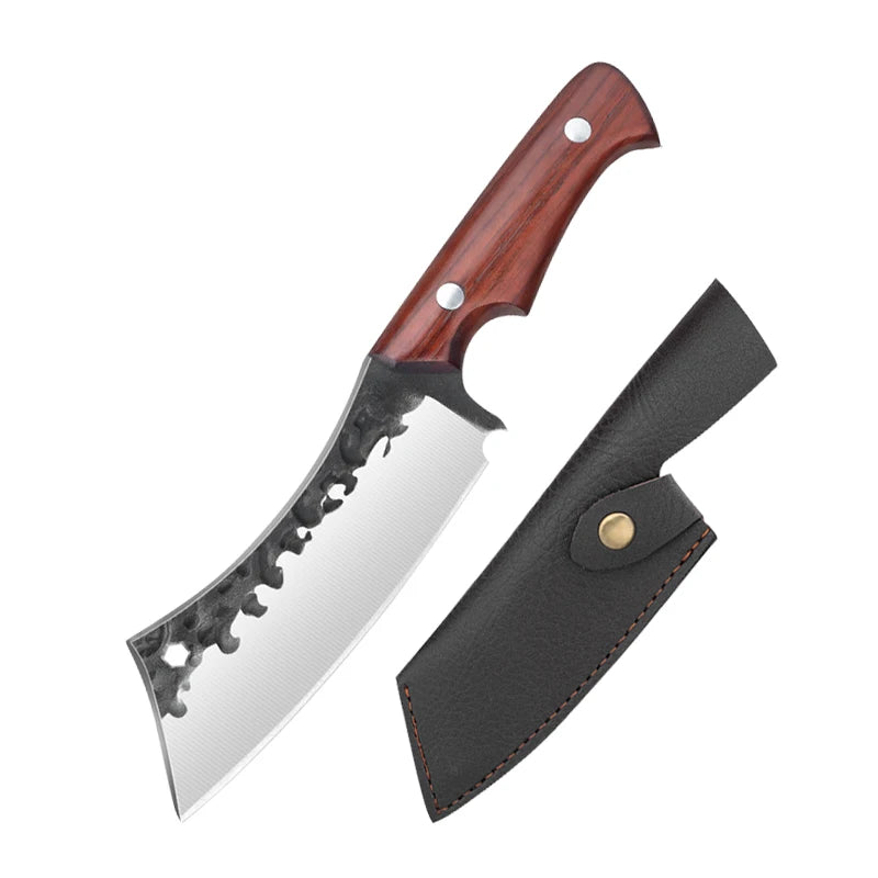 Stainless Steel Kitchen Chef Knife with Wooden Handle - 22cm Sharp Meat & Vegetable Cutter