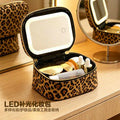 Portable LED Makeup Storage Bag with Mirror Rechargeable Cosmetic Organizer