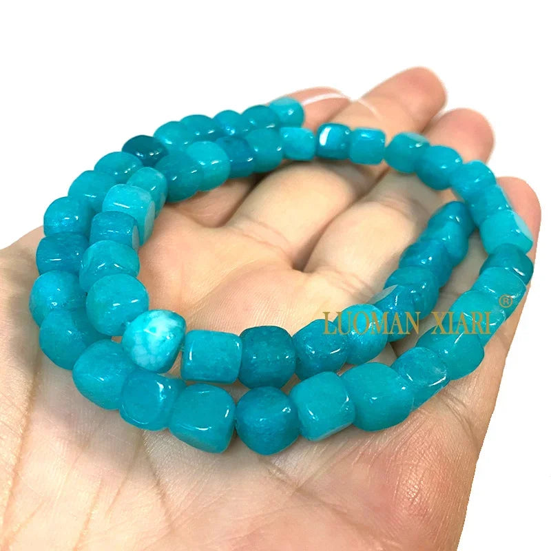 Natural Chalcedony Cube Beads 8x8mm Loose Square Spacer Stones for Jewelry Making