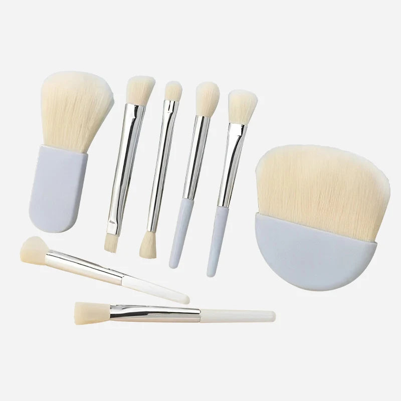 Mini Makeup Brush Set with Storage Box - 6 Pcs Portable Cosmetic Tools for Face & Blush