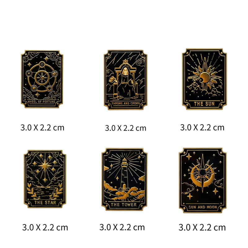 Tarot Constellation Metal Brooch Decorative Badge for Backpack & Clothing