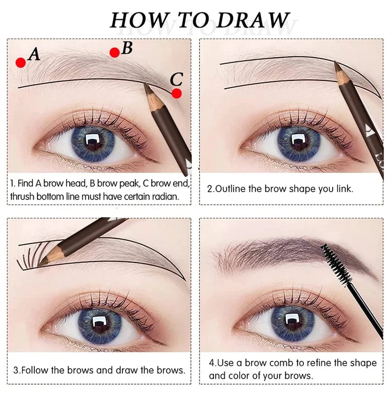 Waterproof Eyebrow Pencil Set for Natural Look - 6 or 12 Pcs