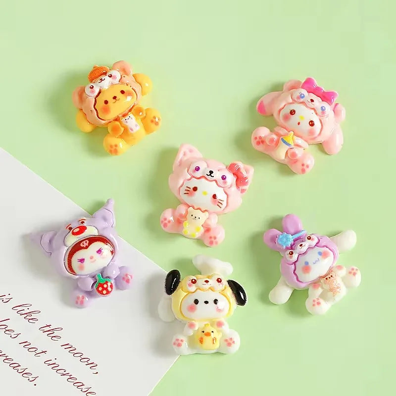Cute Cartoon Animal Resin Phone Case Hair Clips Keychain DIY Accessories 18/20PCS