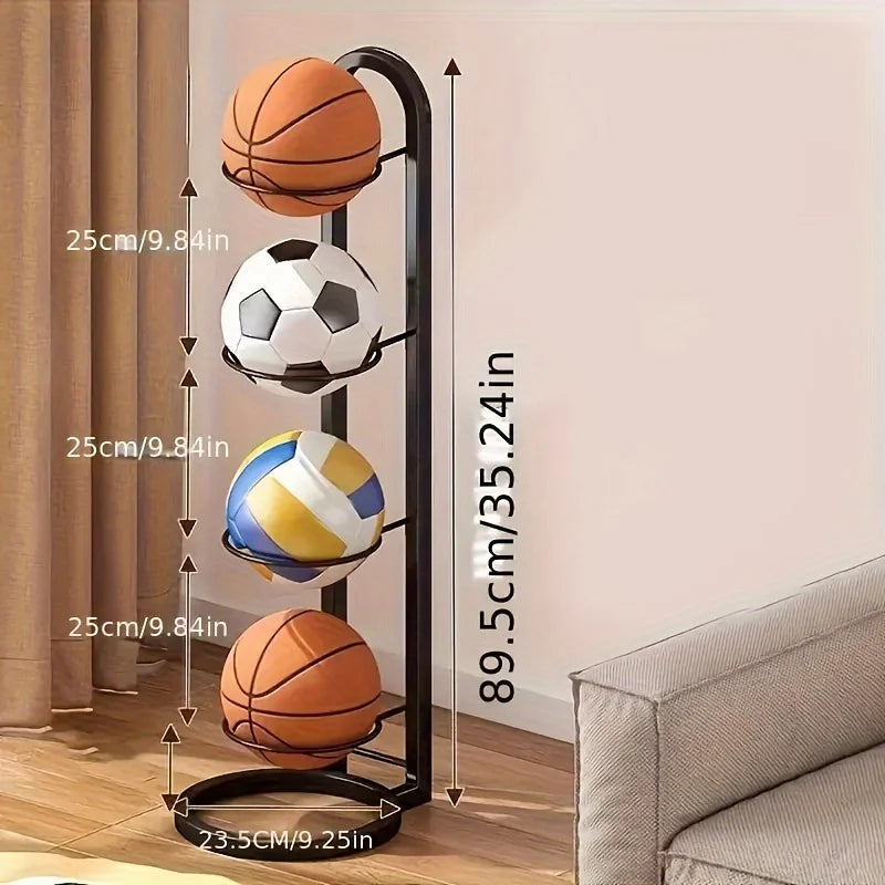 Multi-Functional Ball Organizer Rack for Sports Balls - Black, Red, Green