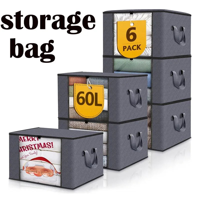 Foldable Clothes Storage Bag Large Capacity Blanket Organizer with Handles