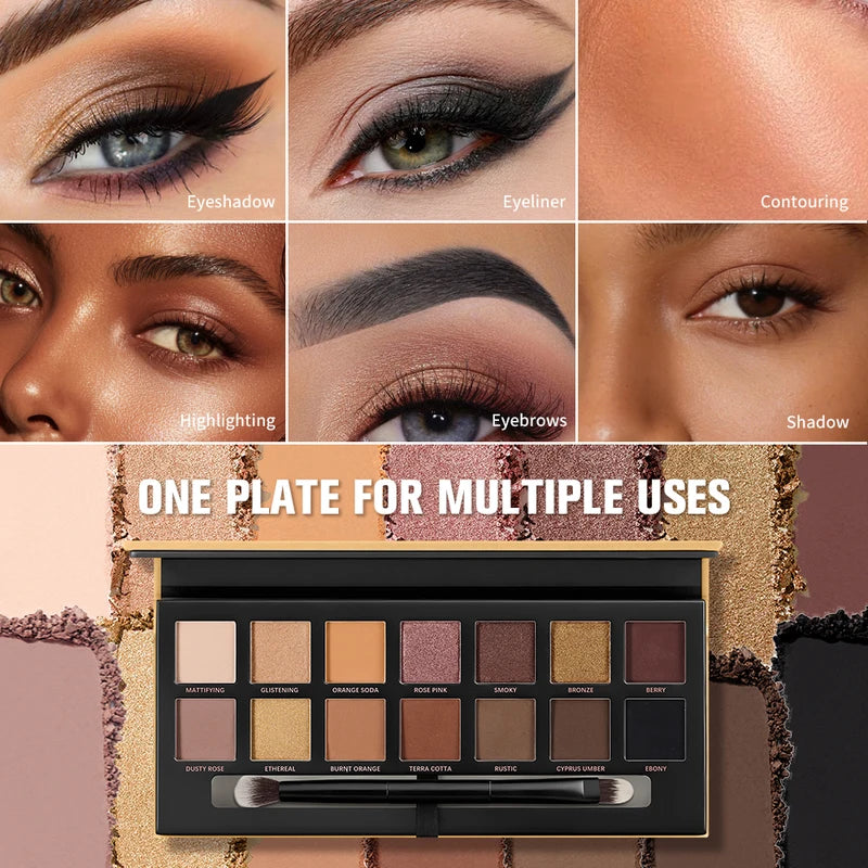 14-Color Soft Glow Eyeshadow Palette with Matte & Shimmer Shades - Long Lasting Natural Eye Makeup