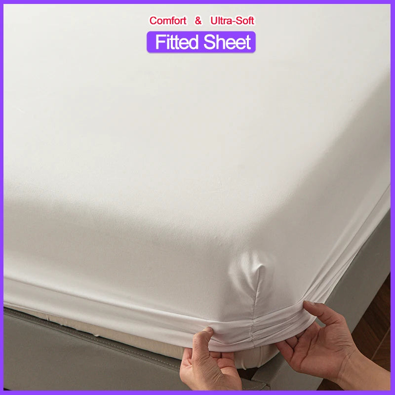 Microfiber Fitted Sheet Deep Pocket Wrinkle Free Bed Sheet Solid Color