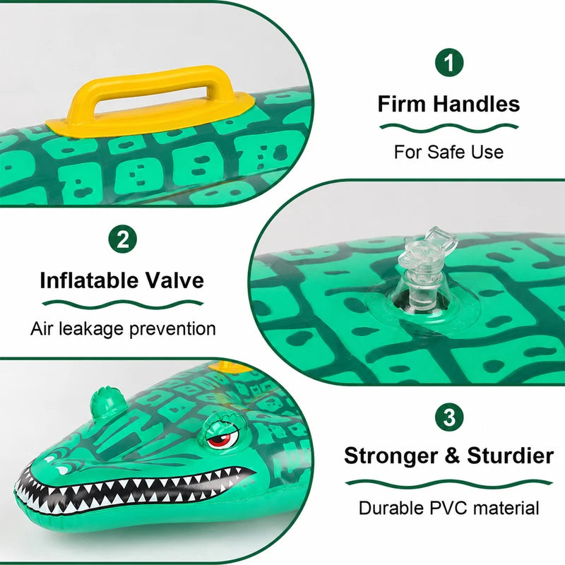 Inflatable Crocodile Pool Float with Handles - Summer Water Toy for Beach & Pool