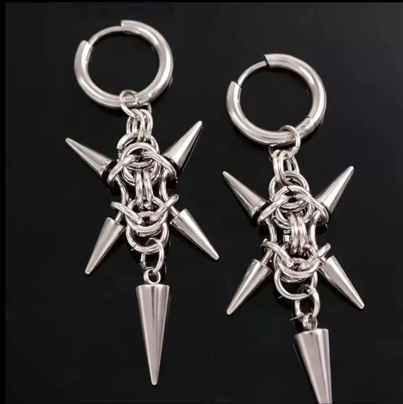 Goth Cross Rivet Earrings for Women Stainless Steel Punk Jewelry
