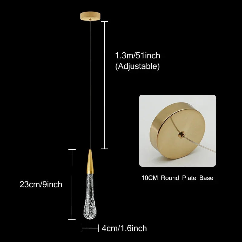 Crystal Pendant Light Fixture for Interior Home Lighting with Crystal and Metal Frame